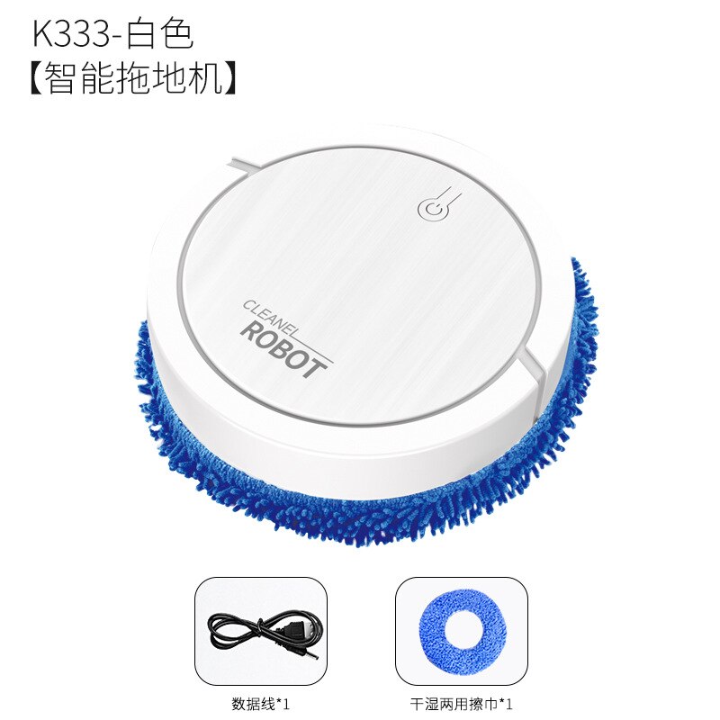 Robot de balayage automatique à sec et humide pour la maison, 1500mAh, serpillière électrique, lavage de sol, serpillière rotative autonettoyante: K333 white
