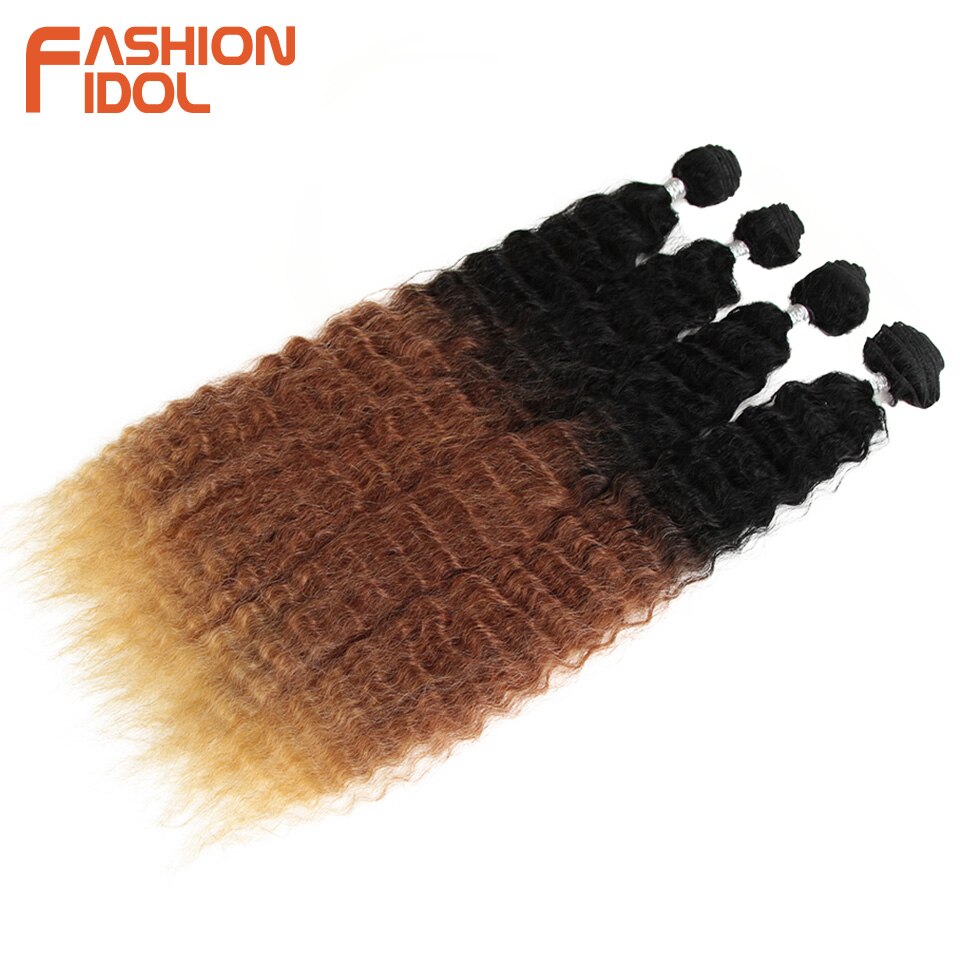 MODA ÍDOLO Onda Solta Feixes de Cabelo Encaracolado 4 Pçs/lote 26 Polegada Feixes de Cabelo Tecer Ombre 613 Branco Suave Sintético da Extensão Do Cabelo Longo