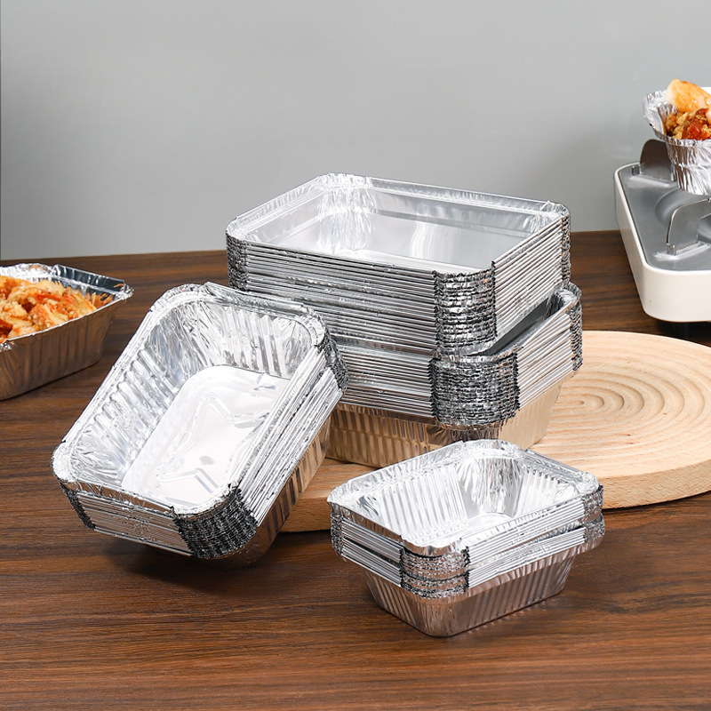 Bandeja de papel de aluminio desechable para el hogar, bandeja de papel de aluminio gruesa para almacenamiento de alimentos, barbacoa, postre, cocina y hornear, 20/50 Uds.