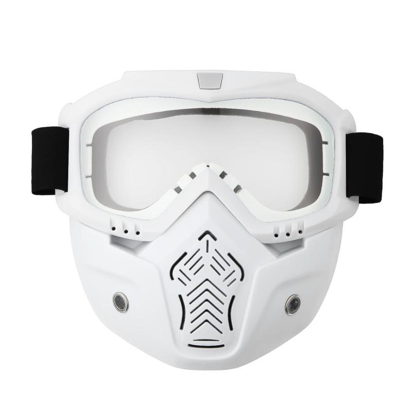 Removable Motorcycle Riding Racing Goggles Face Mask ATV MX Off-road Dirt Bike Windshield Glasses Skiing Snowboard Eyewear: Clear Lens
