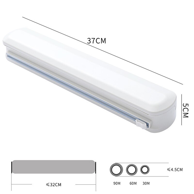 Plastic Cutter Foil Cling Film Fresh-Keeping Film Cutter Food Wrap Dispenser Storage Holder Kitchen Accessories Household Tools: A white