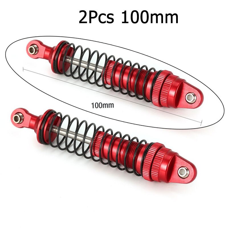 RC Shock Absorbers - 100mm/110mm - Metal - 2Pcs/4Pcs Set - for 1/10 1/12 RC Cars: 2Pcs 100mm Red