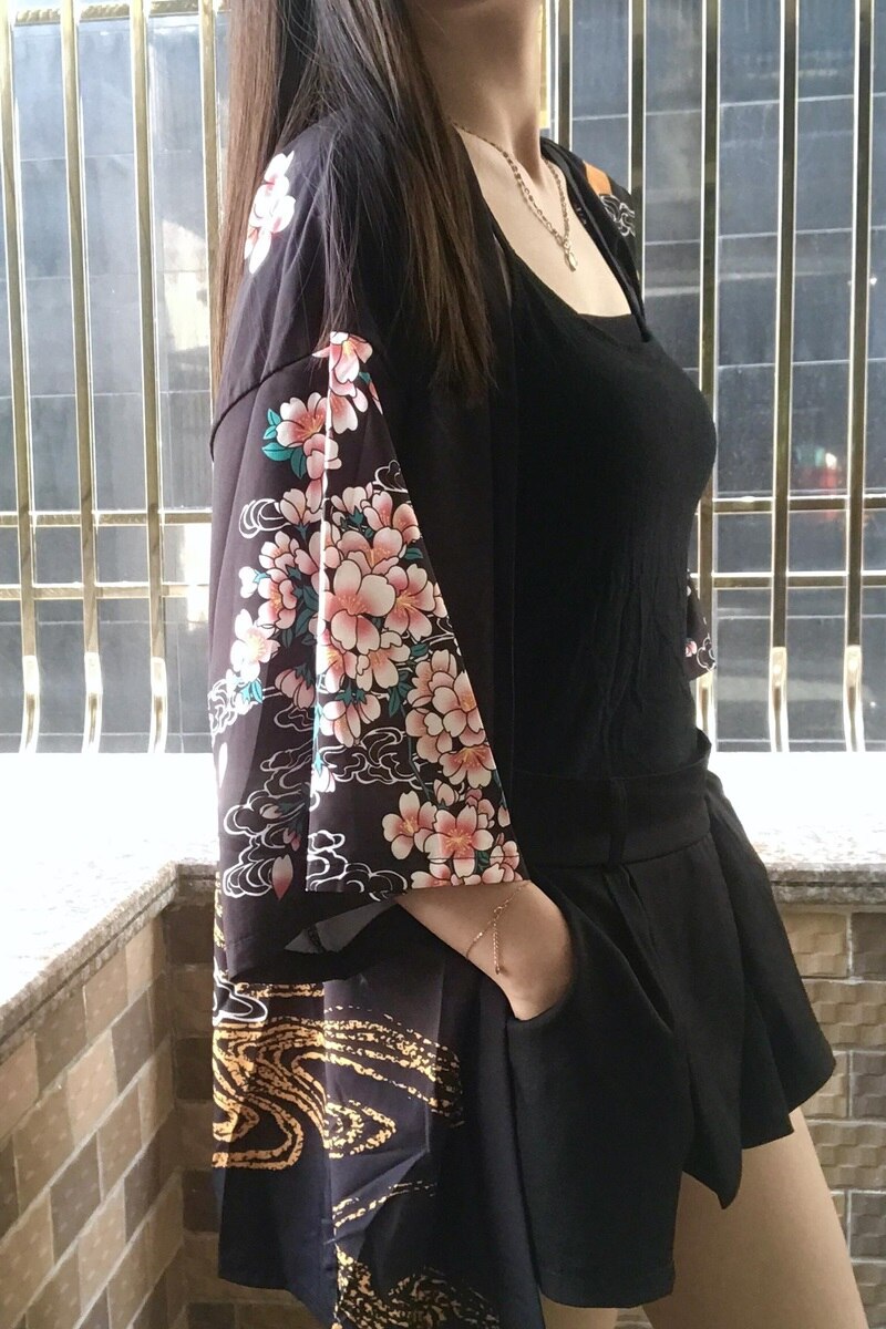 Kimonos mujer Kimono japonés Cardigan Cosplay camisa blusa para mujeres japonés Yukata mujer verano playa Kimono 10246
