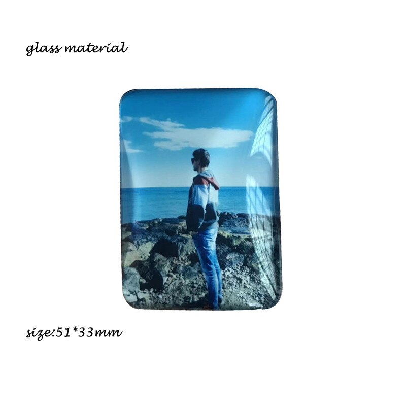 DIY Personal Custom Refrigerator Magnets Sticker Glass Retangle Fridge Magnet Sticker Home Decoration: glass retangle 51mm