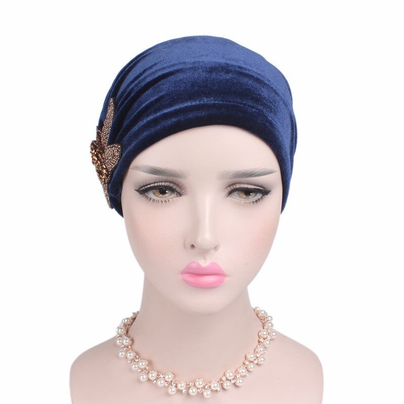 Turban en velours pour femmes, nouveaux bijoux, écharpe hijab, avec strass, bandeau islamique, pour la tête,