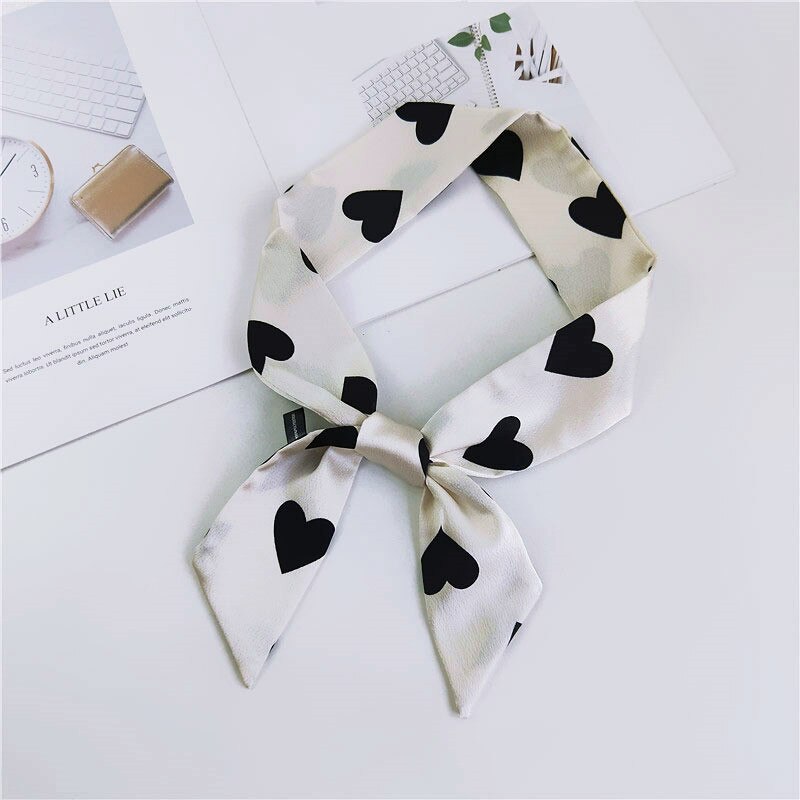 Hart Print Hoofd Scraf Das Sjaal Vrouwen Lange Skinny Chiffon Zak Haar Sjaals Voor Dames foulard Femme: COLOR 1