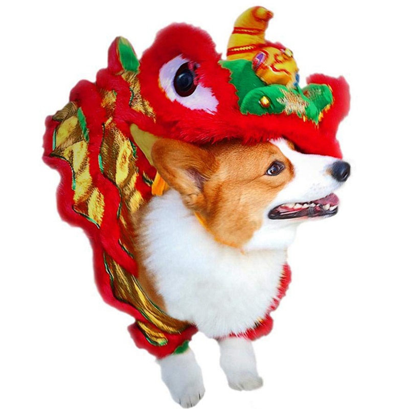 Chinese Year Pet Funny Dog Clothes Festival Dragon Dance Lion Cosplay Costume For Year Animal Dress