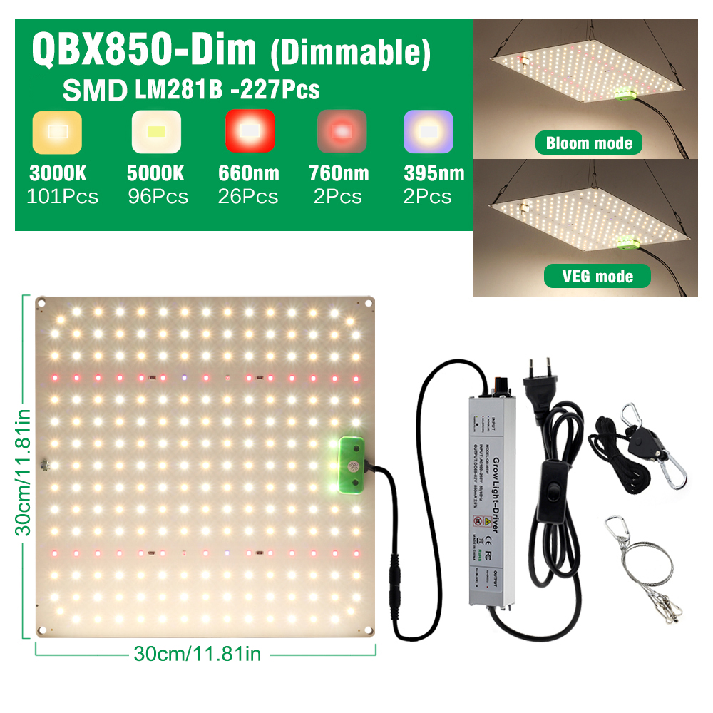 Luz LED de cultivo de espectro completo LM281B con espectro ajustable para iluminar plantas en diferentes etapas de hidroponía de invernadero: changeable / US