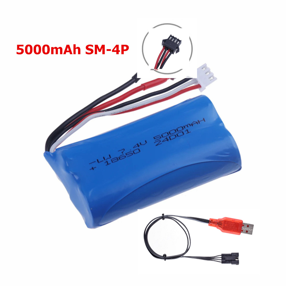 18650 7.4V 3500Mah/5000/6800mAh Li-ion battery SM4P plug/Charger for Udi007 Udi001 UDI002 UDI902 HJ806 960 961 RC racing boat: other