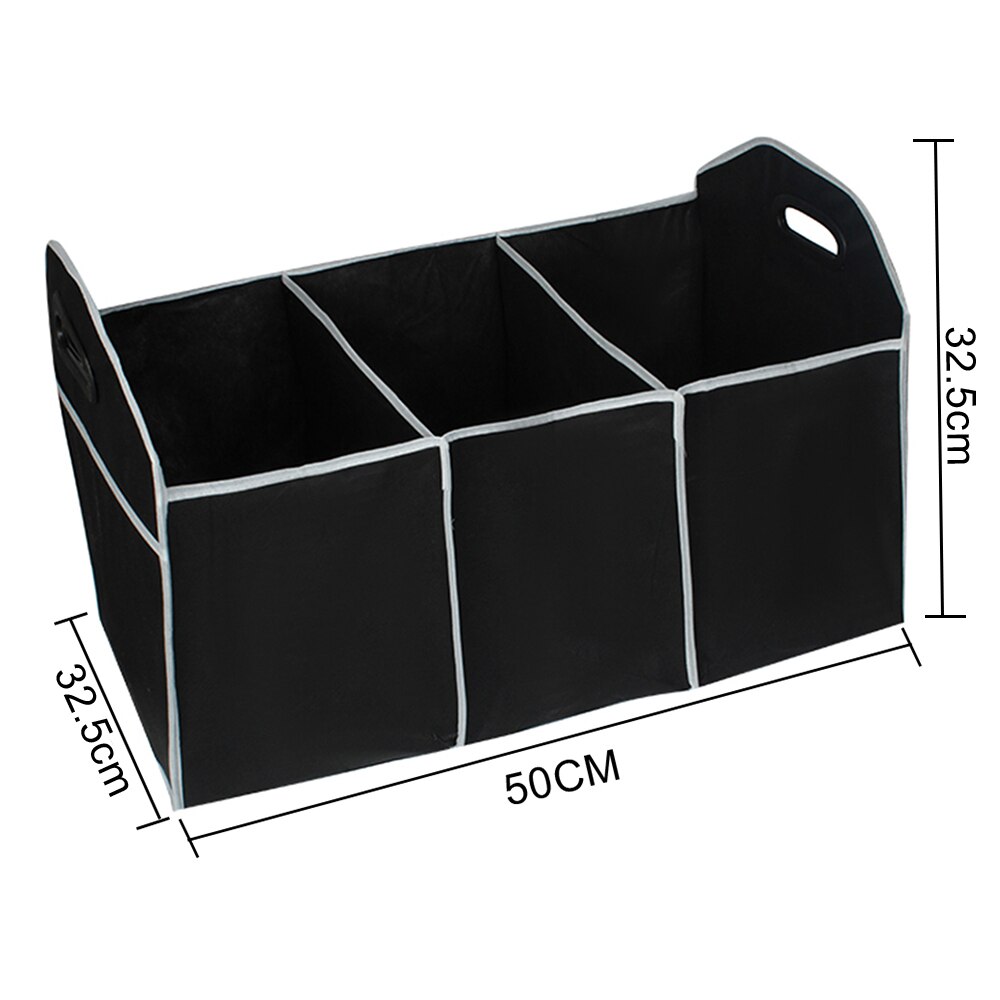 car trunk storage box stackable folding organizer Non-woven car storage bag with 3 Compartments car storage organizer back seat