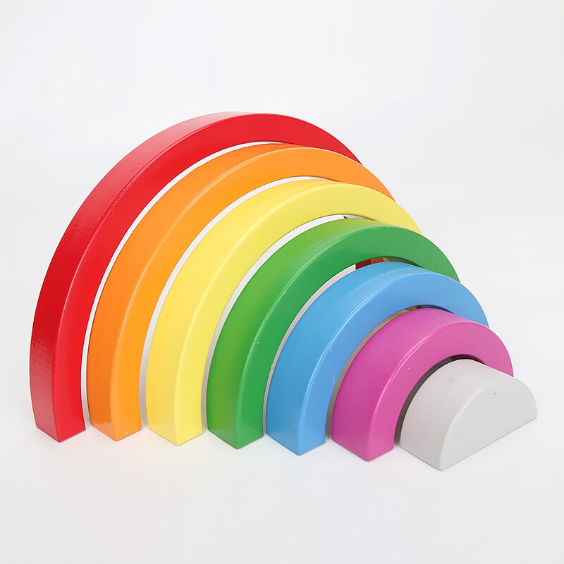 15 teile/satz Kinder Holz Regenbogen Blöcke Regenbogen Holz Kugeln Puppen für Kinder Montessori Pädagogisches Spielzeug: 14