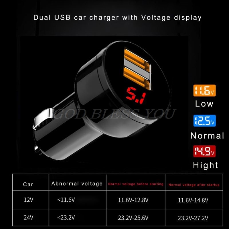 12 V/24 V Dual Poorten 3.1A Usb Auto Sigaret Oplader Lichter Digitale Led Voltmeter Power Adapter Voor Mobiele telefoon Tablet Gps