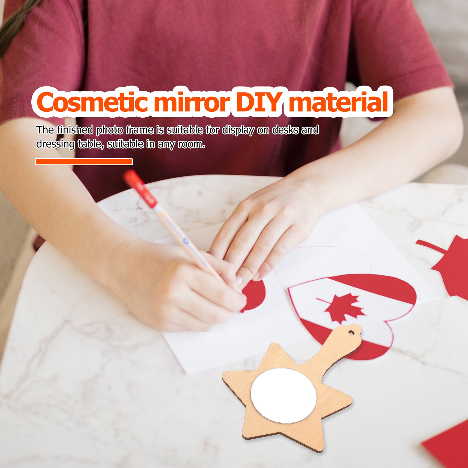 10pcs DIY Mirror Unique Party Unfinished Handheld Mirror DIY Wooden Mirror Mirror DIY Materials