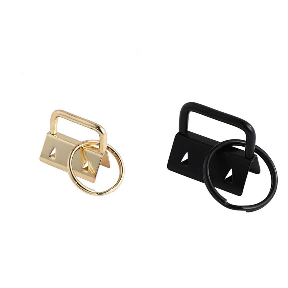 50Pcs Diy Stof Sleutelhanger Fob Polsbandje Met Key Ring Voor Lanyard Bagage Riem Accessoires (25Mm, zilver)