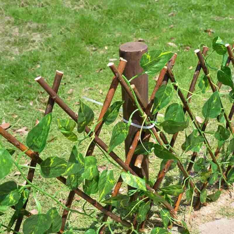 Retractable Artificial Garden Fence Expandable Faux Privacy Plant Wood Frame Gardening Ivy Fence Vines Decor Home Climbing O2Q5