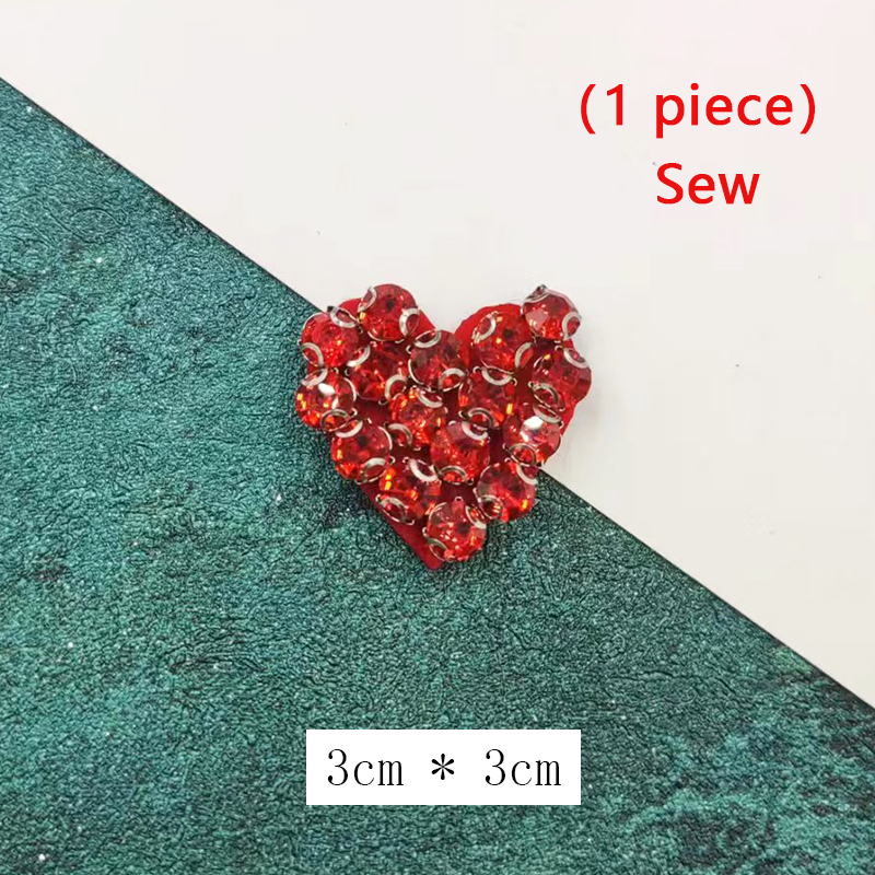 Steentjes Kraal Oog Rode Harten Patches Voor Kleding Geborduurde Applicaties Naai Menselijke Organen Bloem Diamant Badges Stickers: Watermelon Red