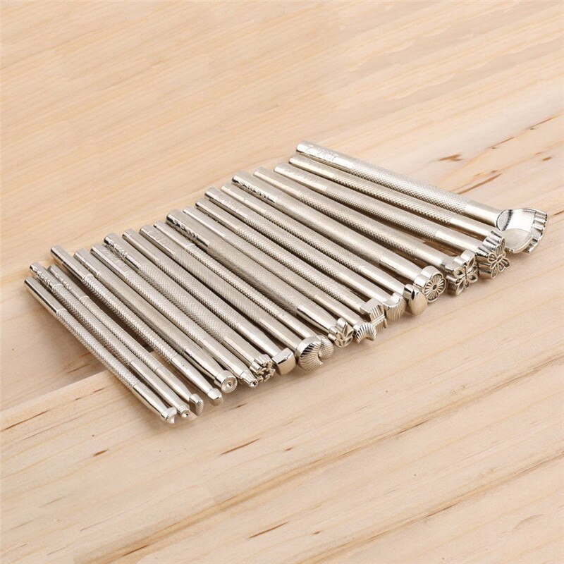 20 unids/set de herramientas para hacer sillas de cuero tallado sellos para manualidades metal duradero tallado en cuero sellos para manualidades Punch
