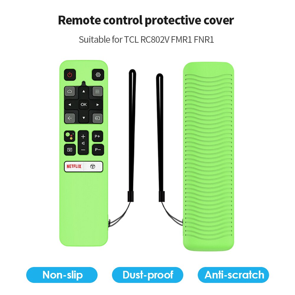Funda protectora de silicona con cordón para mando a distancia, funda protectora para TCL RC802V FMR1 FNR1 155x40x18m