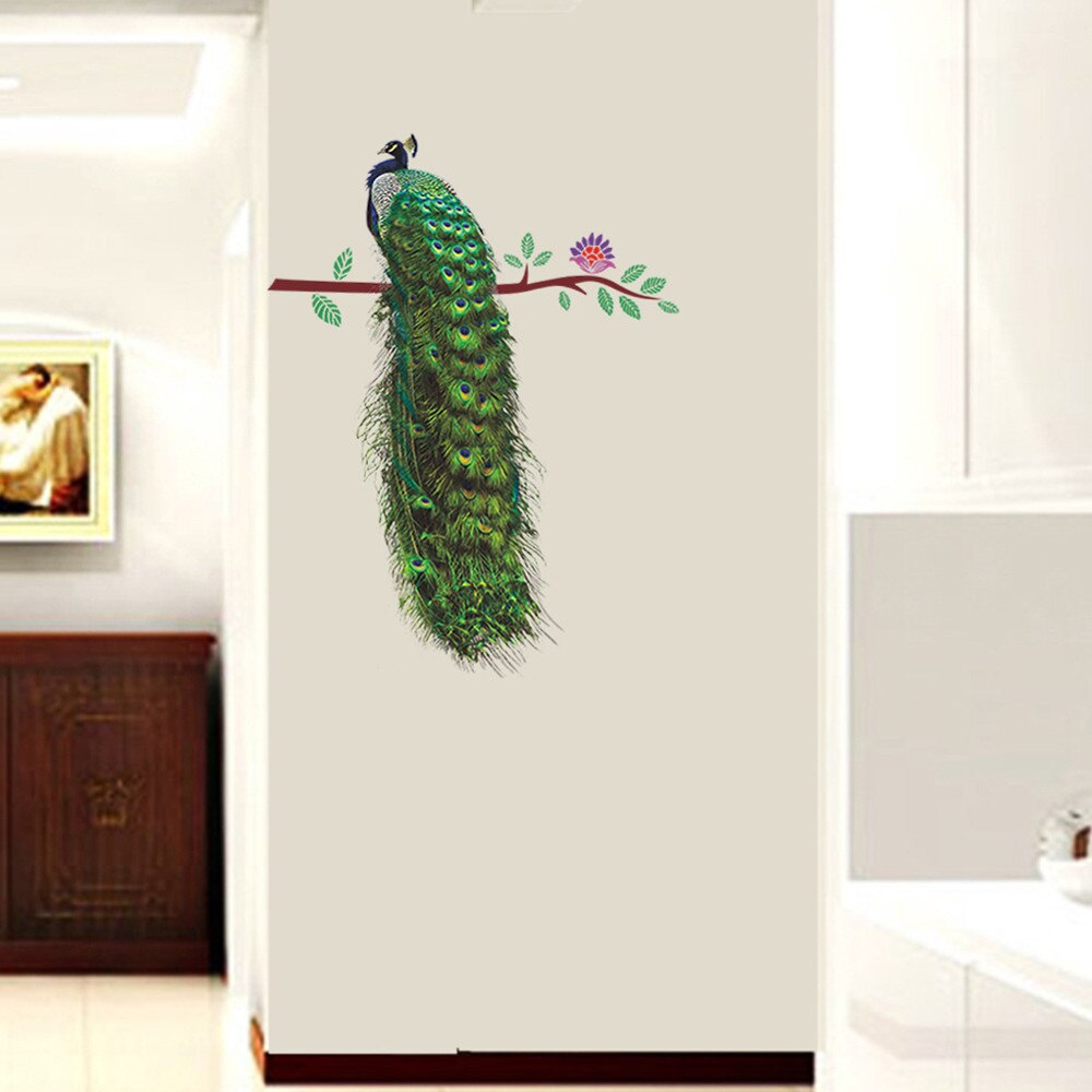 room decoration 3D Stickers DIY Home Peacock Removable Decor Environmentally Mural Wall Stickers Decal наклейки на стену