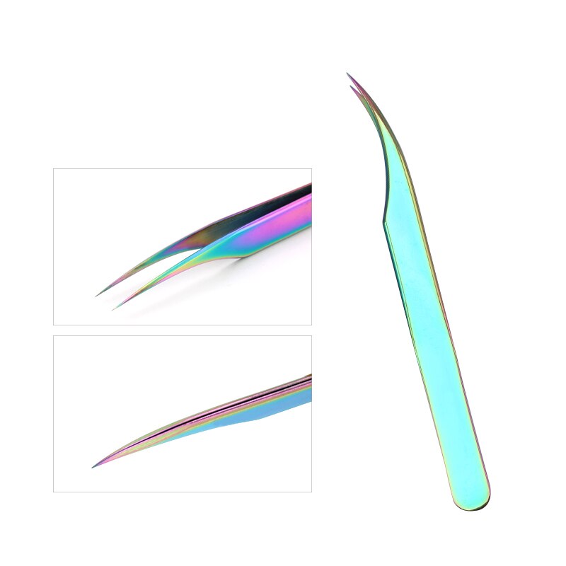 Nail Art Rhinestones Tweezers Stainless Steel Curved Straight Tweezer Nipper Picking Sequins Beads Stickers Nail Art Tool: Chocolate
