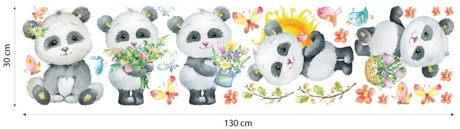 UVB00611 Panda Muurstickers Decoratie Kinderen Slaapkamer Baby Kinderkamer Bed