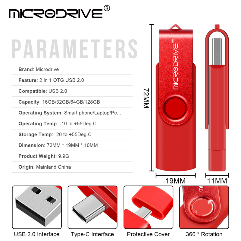 Otg 2 in 1 pendrive 128gb 64gb cle usb 2.0 geheugenschijf 32gb 16gb pen drive flash usb applicatie type-c usb key flash stick