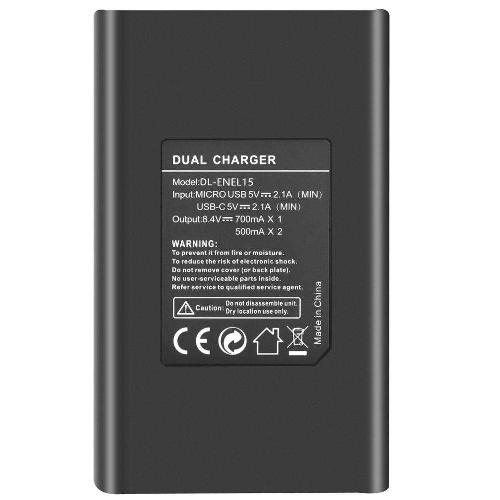 2550 mah en -el15 el15a batteri / dubbel laddare för nikon  d500 d600 d610 d600e d750 d800 d800e d810 d850 d7000 d7100 d7200 z6 z 7