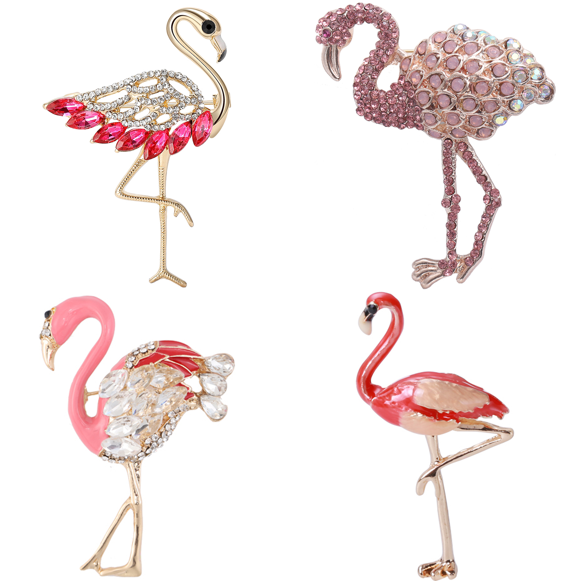 Spille con fenicotteri con strass per donna Spille smaltate per uccelli animali Banchetto Zaino per feste Regali Accessori per gioielli