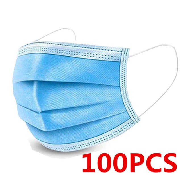 100Pcs Volwassen Wegwerp Masker Gezicht Cover Masker Blauw Verstelbare Comfortabele Maskers Voor Buiten Werken Mascarillas #5: Blue