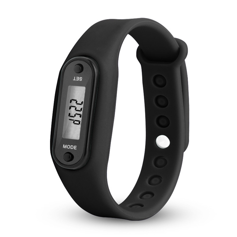 Fitness Tracker LCD Silicone Wrist Pedometer Run Step Walk Distance Calorie Counter Wrist Adult Sport Multi-function polar Watch: Black