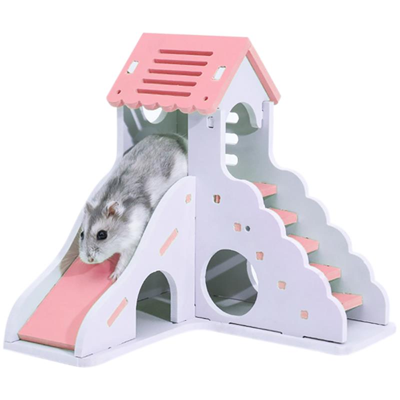 View of Wood Plastic Board Hamster Hideout House Non-Toxic... – Grandado
