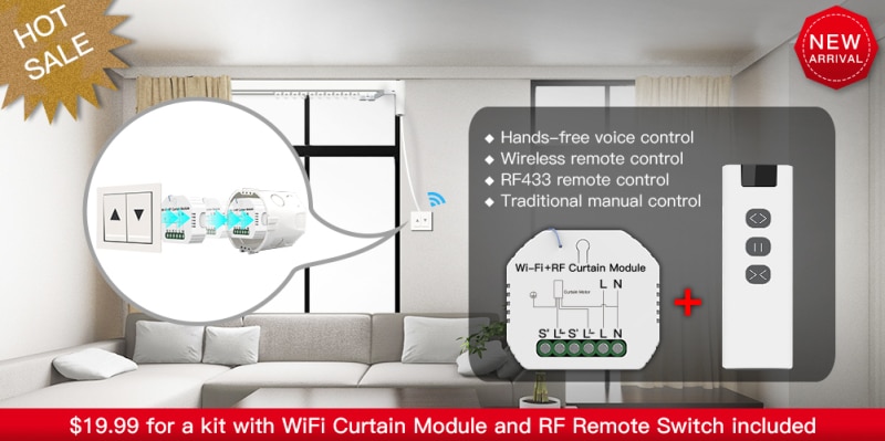 Tuya WiFi DIY RF433 Roller Blind Shutter Curtain Switch Module with Remote Works with Google Home Alexa Voice Control