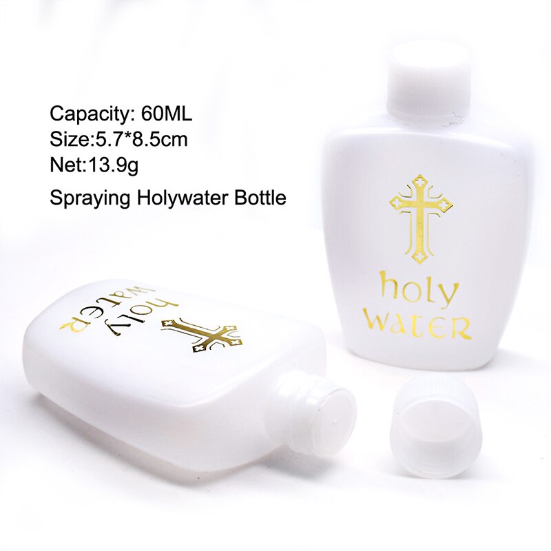 60Ml Plastic Fles Water Religieuze Artikelen Pasen Heilige Water Fles Met Goud Blokkeren Heilige Water Fles Religieuze Supply