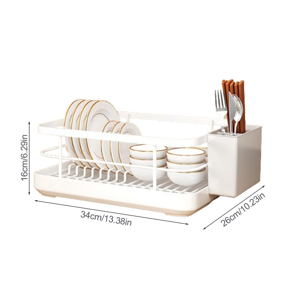 Kitchen Drying Rack Kitchen Dish Storage Rack Countertop Drain Rack With Utensil Holder Drying Dish Rack Kitchen Supplies: WHITE