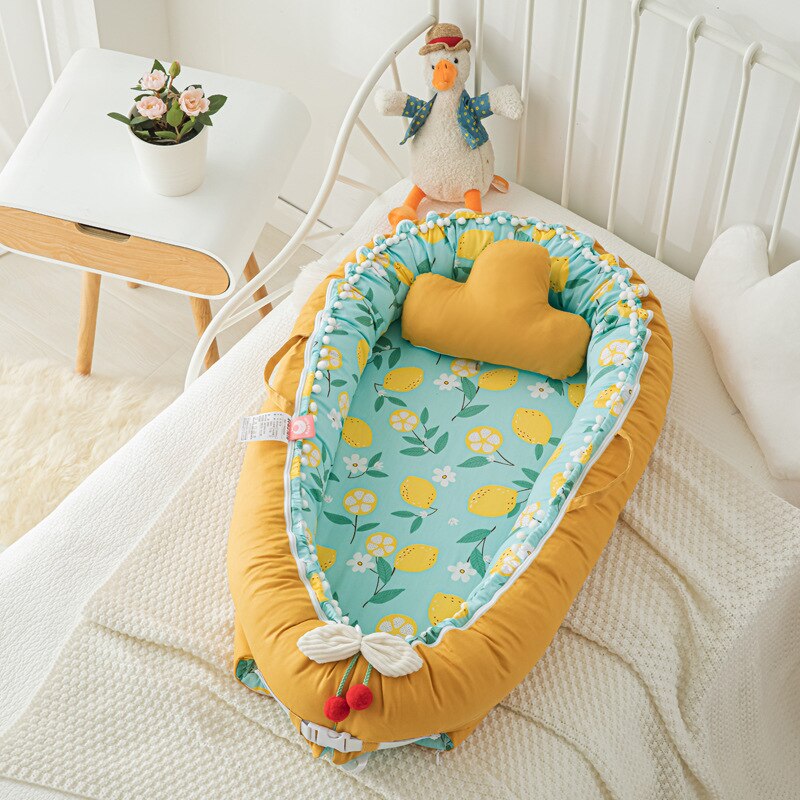 90X50cm Portable Baby Nest Crib Baby Bed Bassinet for Baby Lounger Cotton Baby Nest Co Sleeping Bed: A4