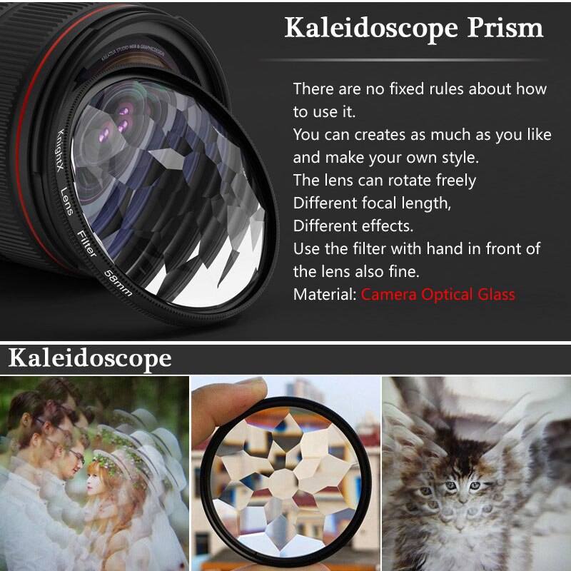 Knightx 58Mm Mobiele Telefoon Caleidoscoop Prisma Lens Filter Uv Cpl Nd Accessoires Fotografie Speciale Effecten Voor Iphone Android