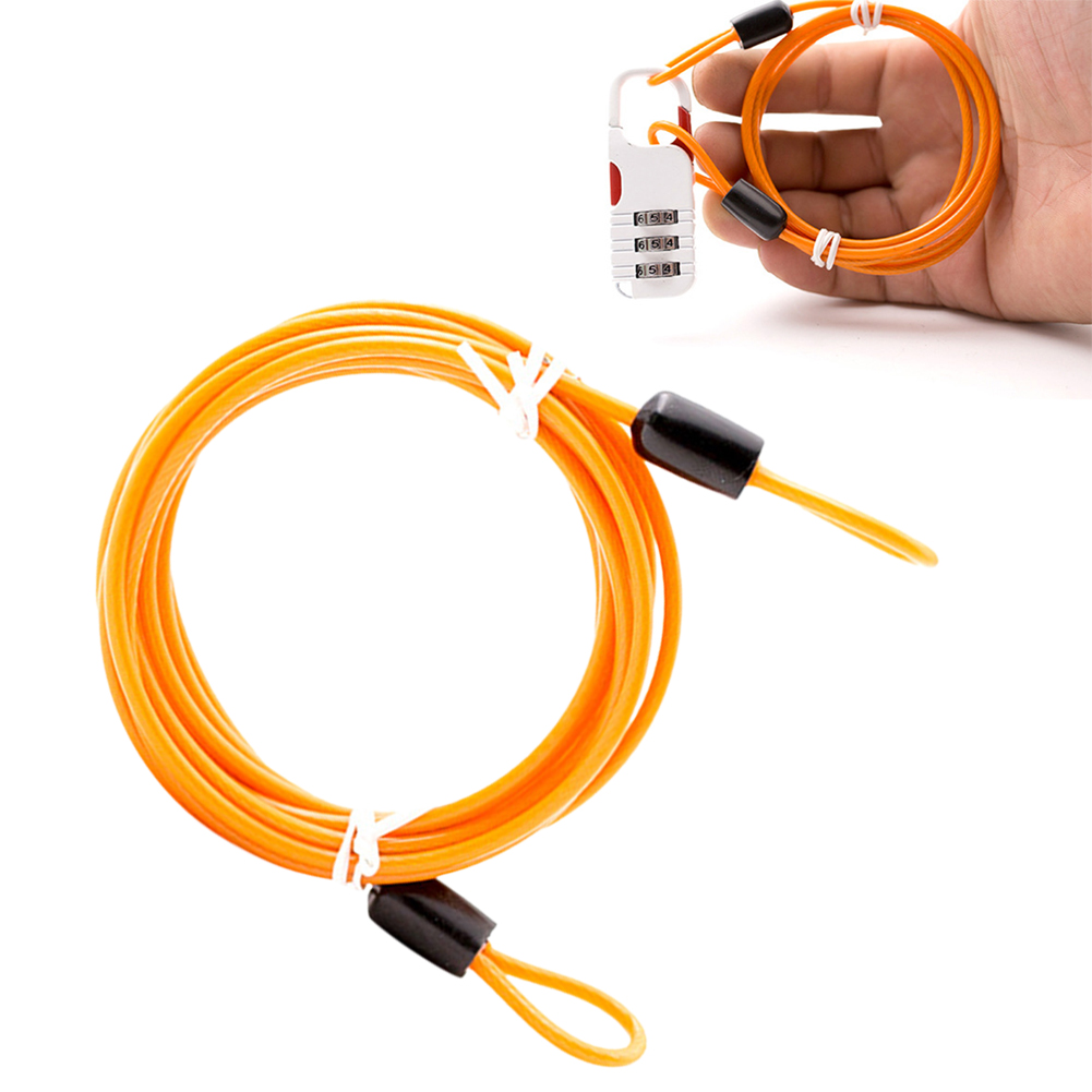 Candado de cadena de bicicleta de 2 metros de seguridad, doble bucle, ligero, antirrobo, de acero, para ciclismo, cubierta de coche: Naranja