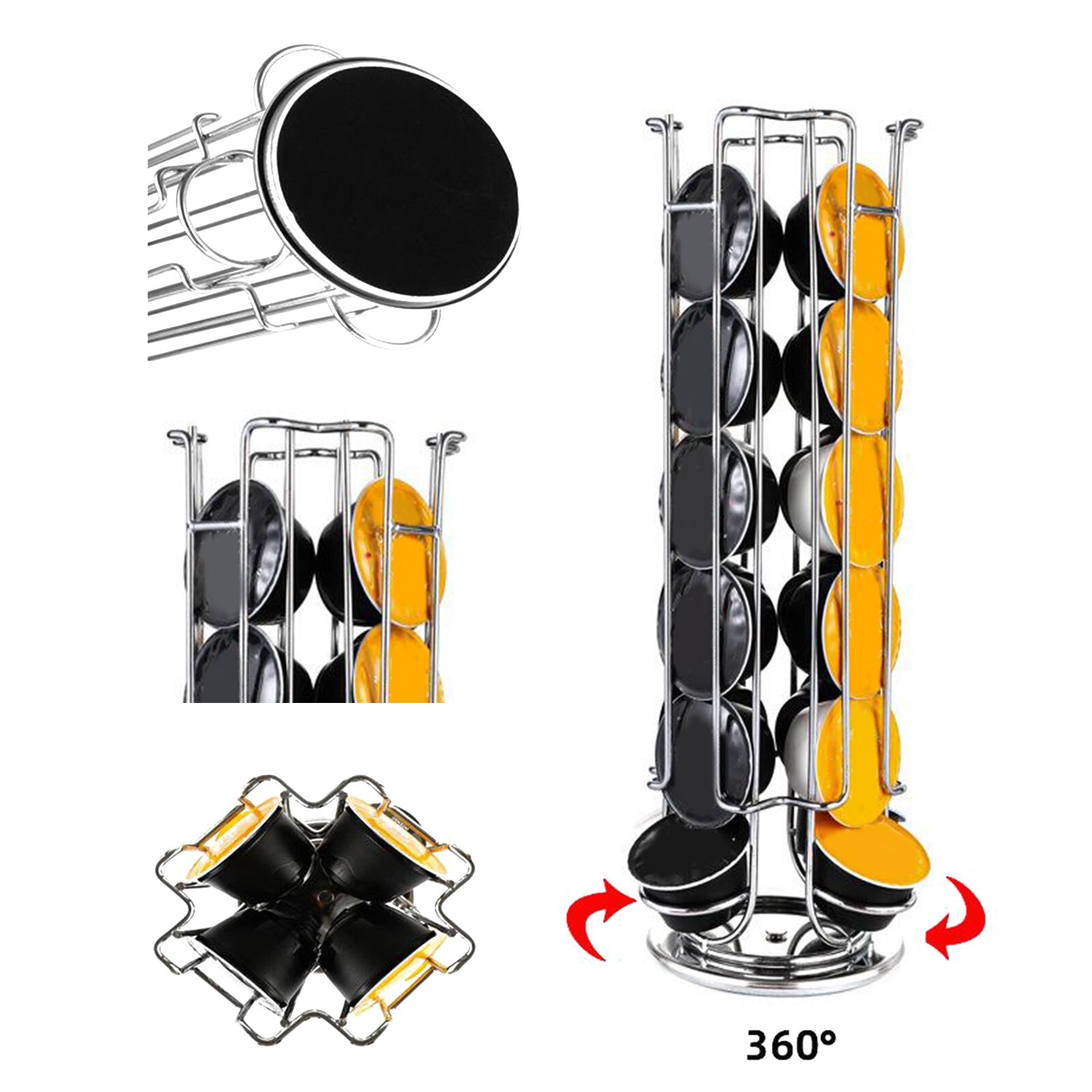 Coffee Capsule Rack Holder - Holds Capsules Line and Modern 360-degree Rotation. for Coffee Machines: Holds 24