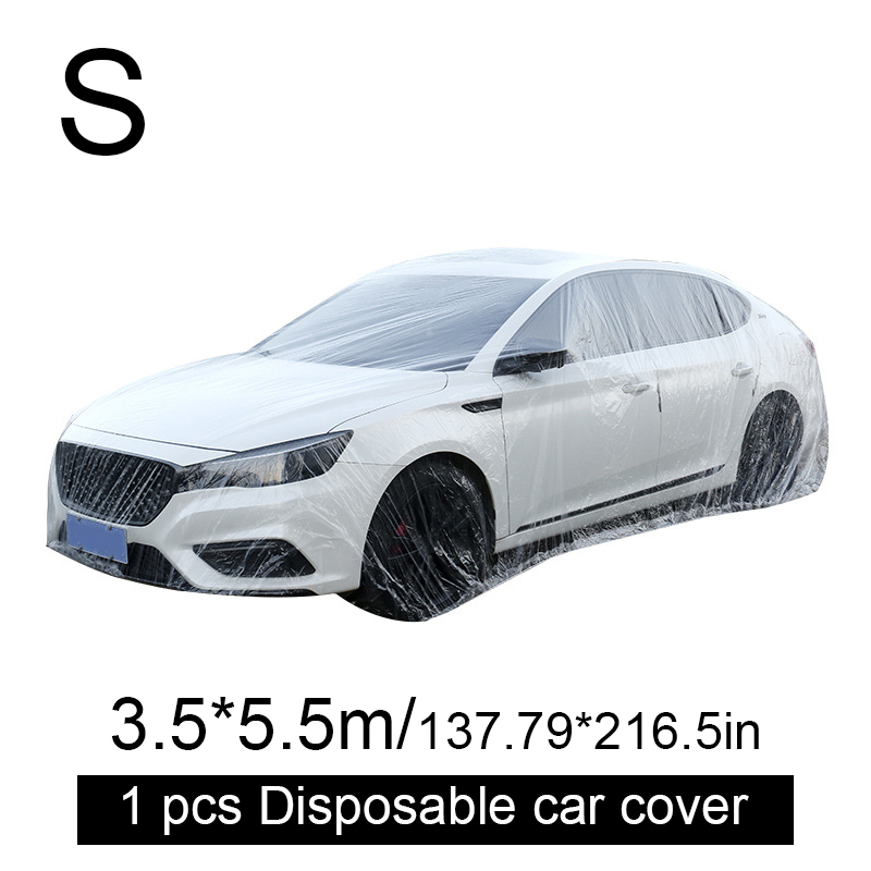 Disposable Transparent Car Clothing Cover Dustproof Rainproof Transparent Car Cover Plastic PE Film Rainproof Car Cover: black