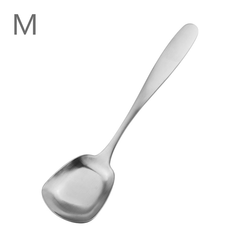 Square Shape Flat Spoon Stainless Steel Big Scoop For Soup Rice Honey Stiring Spoons Polishing Cutlery Kitchen Accessories: M