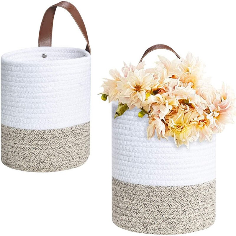 Woven Hanging Basket For Planters Rattan Wicker Baskets Garden Wall Decoration Wall-mounted Basket Storage Rack