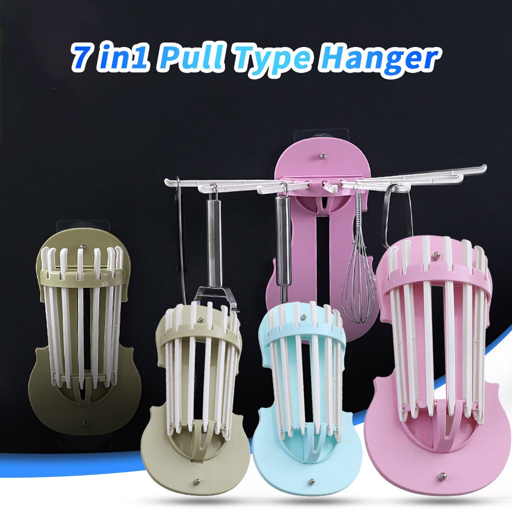 7-in-1 Multifunctional Retractable Wall-Mounted Pull-Out Rack Without Punching