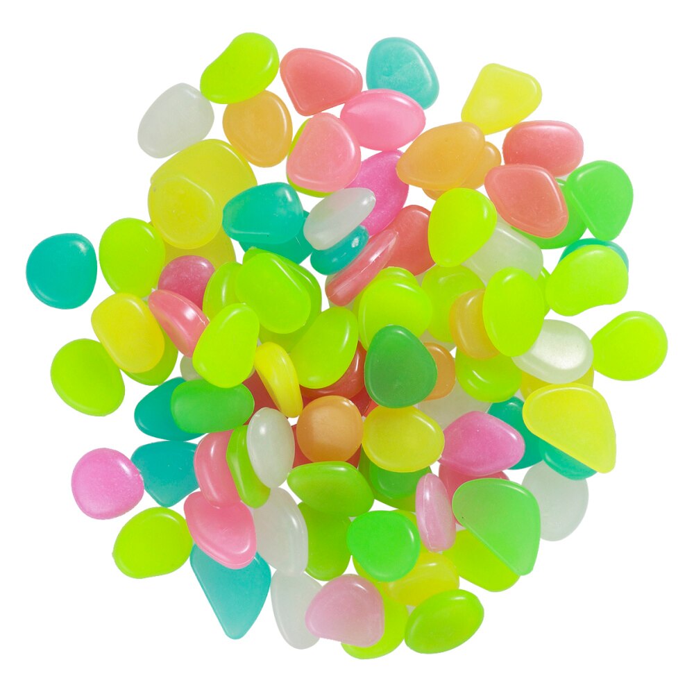 100 stuks lichtgevende keien, kiezelstenen, gloeiend in het donker voor aquarium, aquarium, grinddecoraties voor de tuin (blauw)