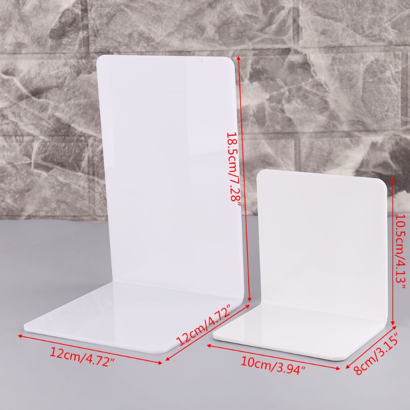 Set Van 2 L-vormige Acryl Boekensteunen – Transparant Met Anti-slip, Oranje Accent – Voor Op Kantoor, School Of Thuis