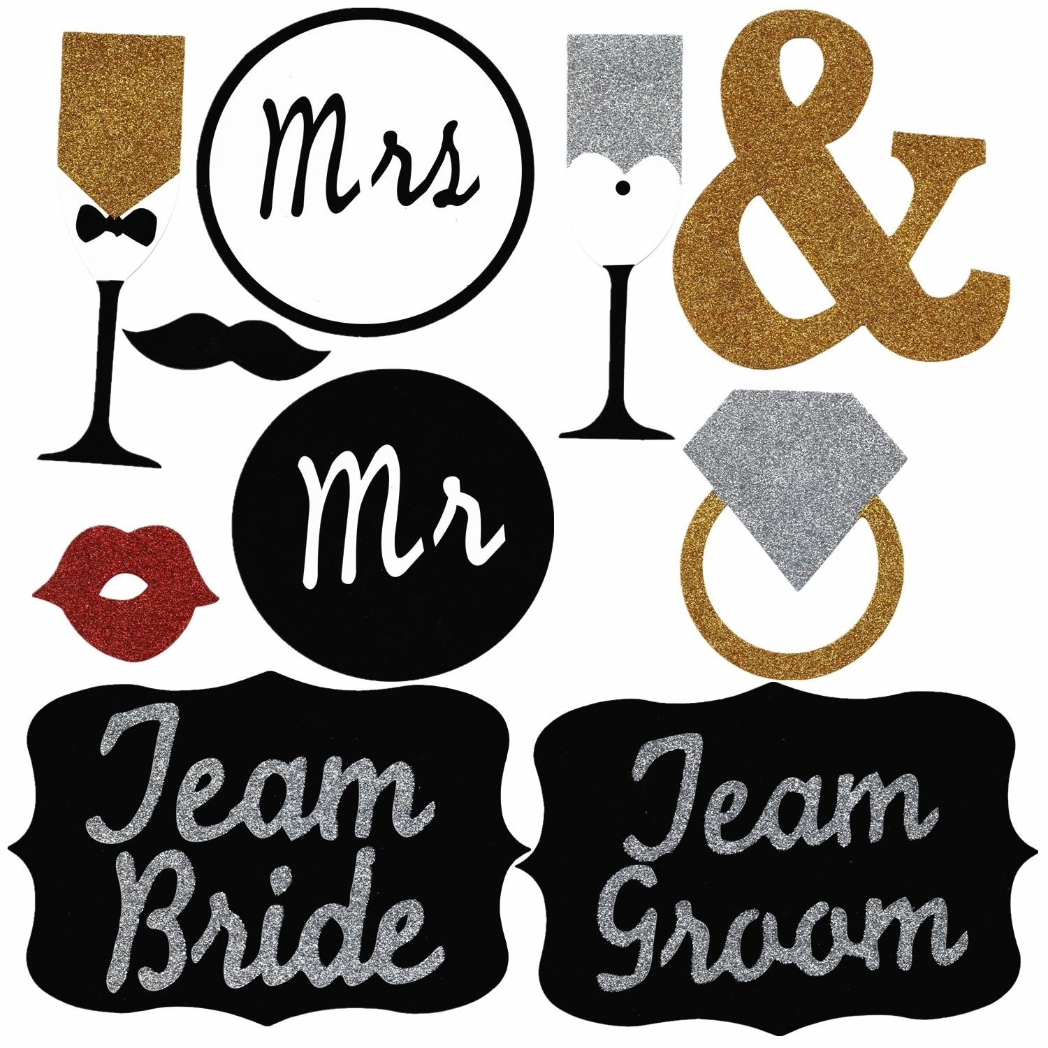Photo Booth Props Mr Mrs Team Bride Team Groom Wedding Decoration Really Glitter Photobooth Props Bridal Shower photo booth DIY