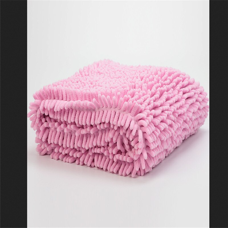 2 Colors Pet Dog Cat Grooming Drying Towel Absorbent Bath Shower Wash Cleaning Tools Home Hanging Pet Towels: Pink / M