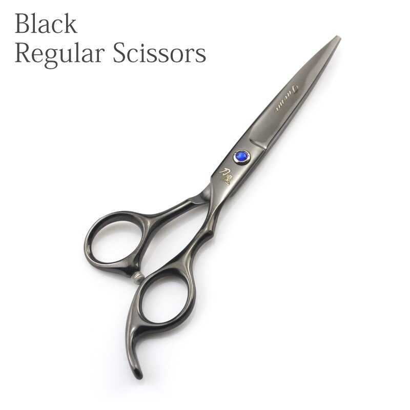 Tijeras de corte para peluquero, tijeras de corte y adelgazamiento de 6 pulgadas (tijeras normales/Tijeras de adelgazamiento): Black Regular