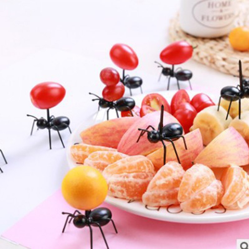 12 Stuks Diy Mini Cos Mier Fruit Vork Plastic Decoratieve Keuken Bar Kinderen Dessert Vork Servies Dier Eten Pick ant Toot