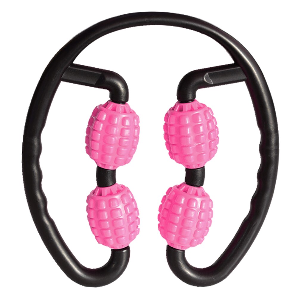Gym fitnessutrustning yoga 4 hjul triggerpunkt massagerulle för arm ben nacke muskelvävnad massager för yoga pilates sport: Rosa