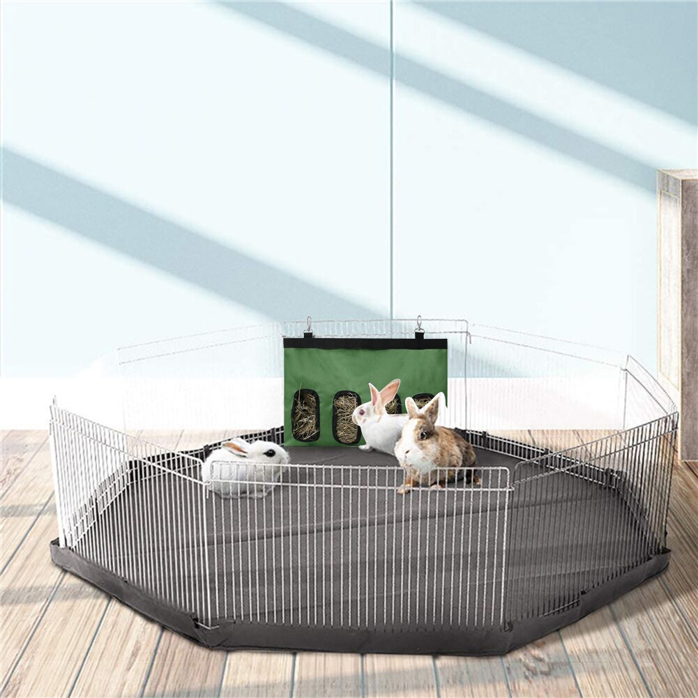 Oxford Cloth Small Animals Supplies Hay Bag Hanging Pouch Feeder Holder 2/4 Holes Hay Bag Hanging Feeder Sack Holder